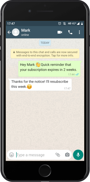 Recordatorio de WhatsApp Business Chatbot